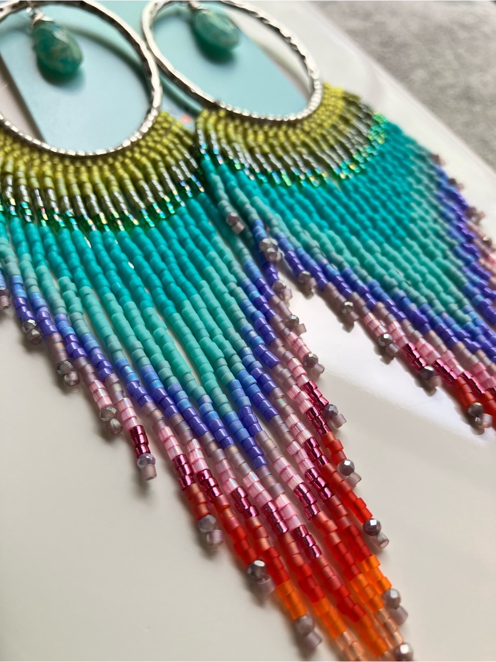 Amazonite beaded fringe earrings